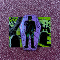 Glitter Foil Frankenstein 3' Coffin Button